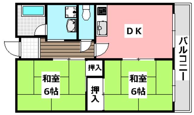 アーバンハイツ(2DK/3階)の間取り写真