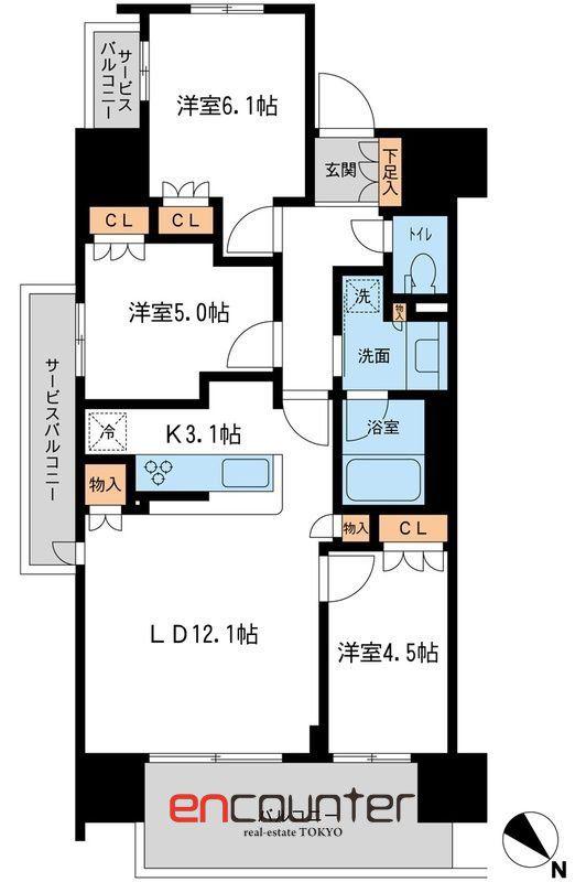 BLESS宮崎台(3LDK/10階)の間取り写真