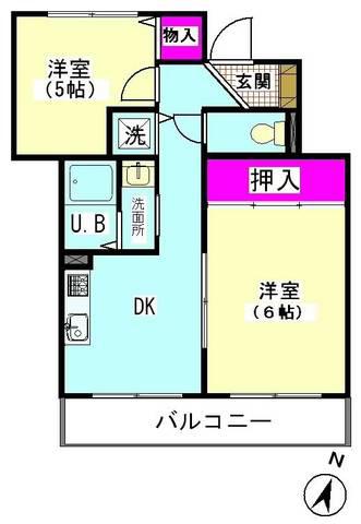エリゼ伍番館(2DK/3階)の間取り写真