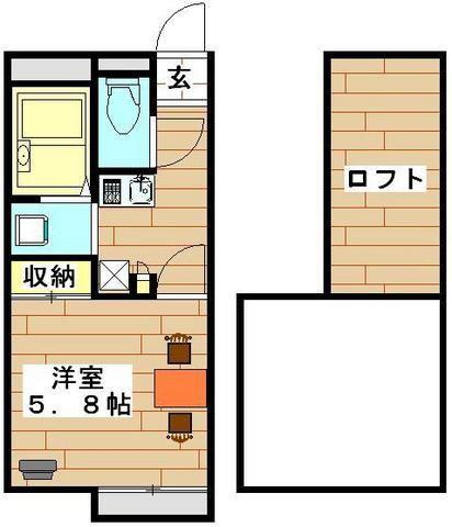 レオパレスマロニエ(1K/2階)の間取り写真