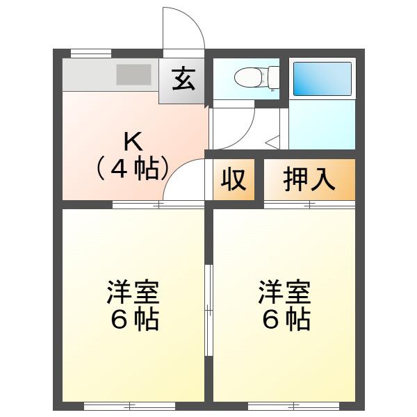 大和中央ハイツ(2DK/2階)の間取り写真