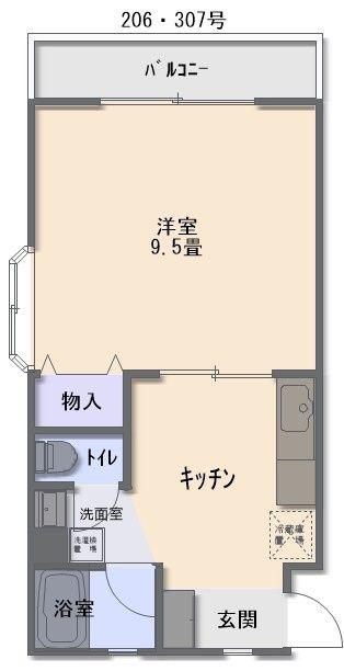 アーヴァンライフ(1DK/3階)の間取り写真