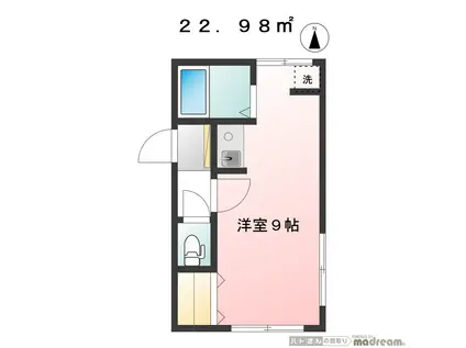 サニークランツB棟(ワンルーム/1階)の間取り写真