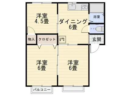 門田屋敷ハウス(3DK/2階)の間取り写真