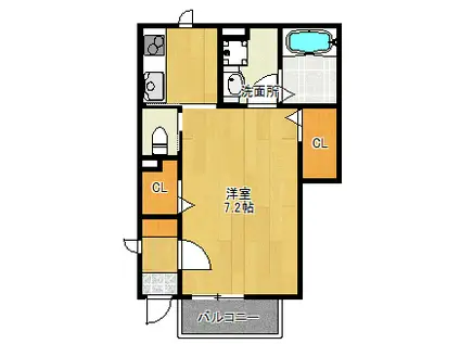 アムールBRILLERⅡ(1K/1階)の間取り写真