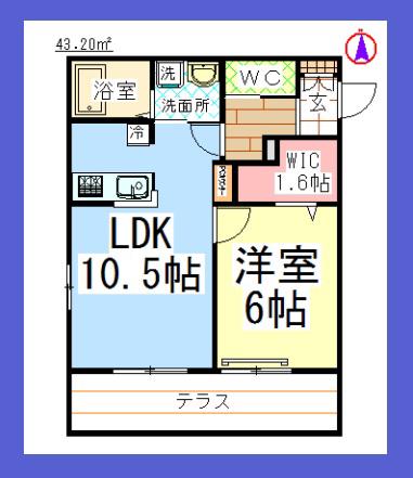 AF ドミール中央林間(1LDK/1階)の間取り写真