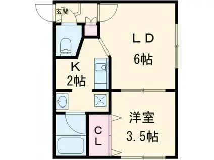 ツインズ平岸弐番館(1LDK/3階)の間取り写真