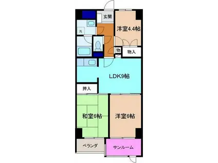 クルエボヌール駅西(3DK/2階)の間取り写真