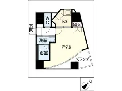 パックス荒畑Ⅱ(1K/6階)の間取り写真