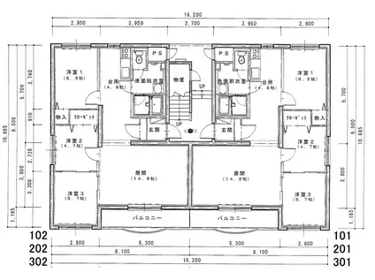 グランドキャッスル馬越I(3LDK/3階)の間取り写真