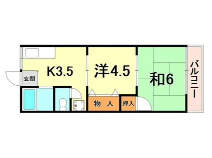 シティハイムウィステリア(2K/2階)の間取り写真