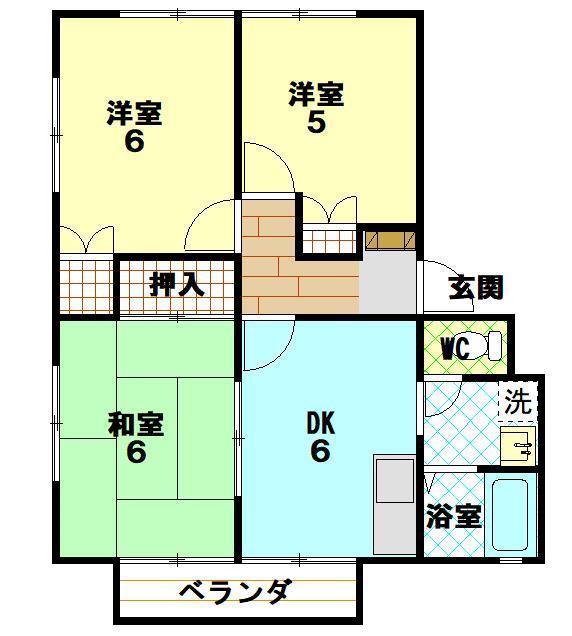 長野コーポ(3DK/2階)の間取り写真