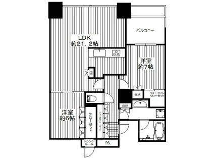 ワールドシティータワーズ(2LDK/31階)の間取り写真
