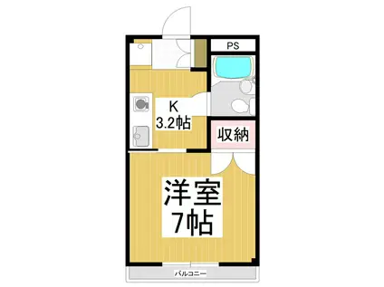 シティーコーポ中御所(1K/2階)の間取り写真