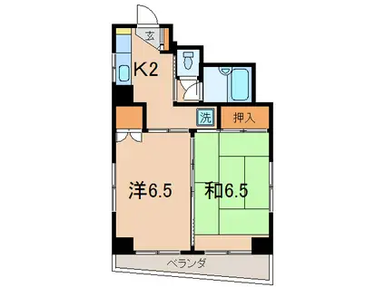 メブキ太子堂(2K/2階)の間取り写真