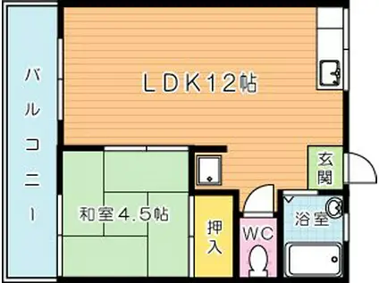 アベニュー片野(1LDK/4階)の間取り写真