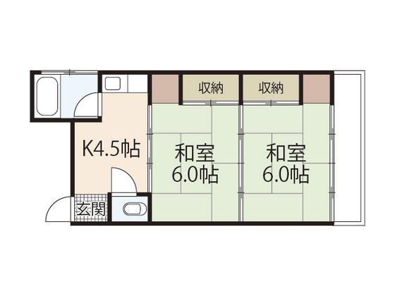 第一迫田ビル(2DK/4階)の間取り写真
