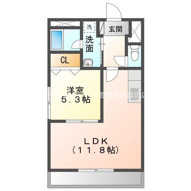 プリエール(1LDK/2階)の間取り写真
