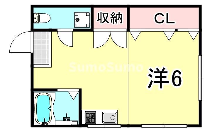 須磨寺ハイツ(ワンルーム/2階)の間取り写真