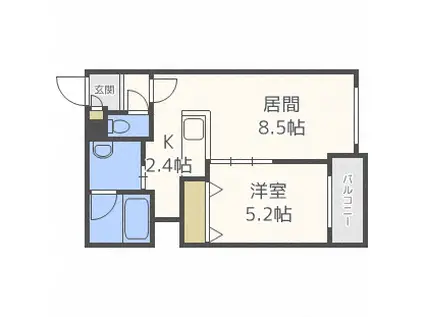 カカオ円山(1LDK/2階)の間取り写真