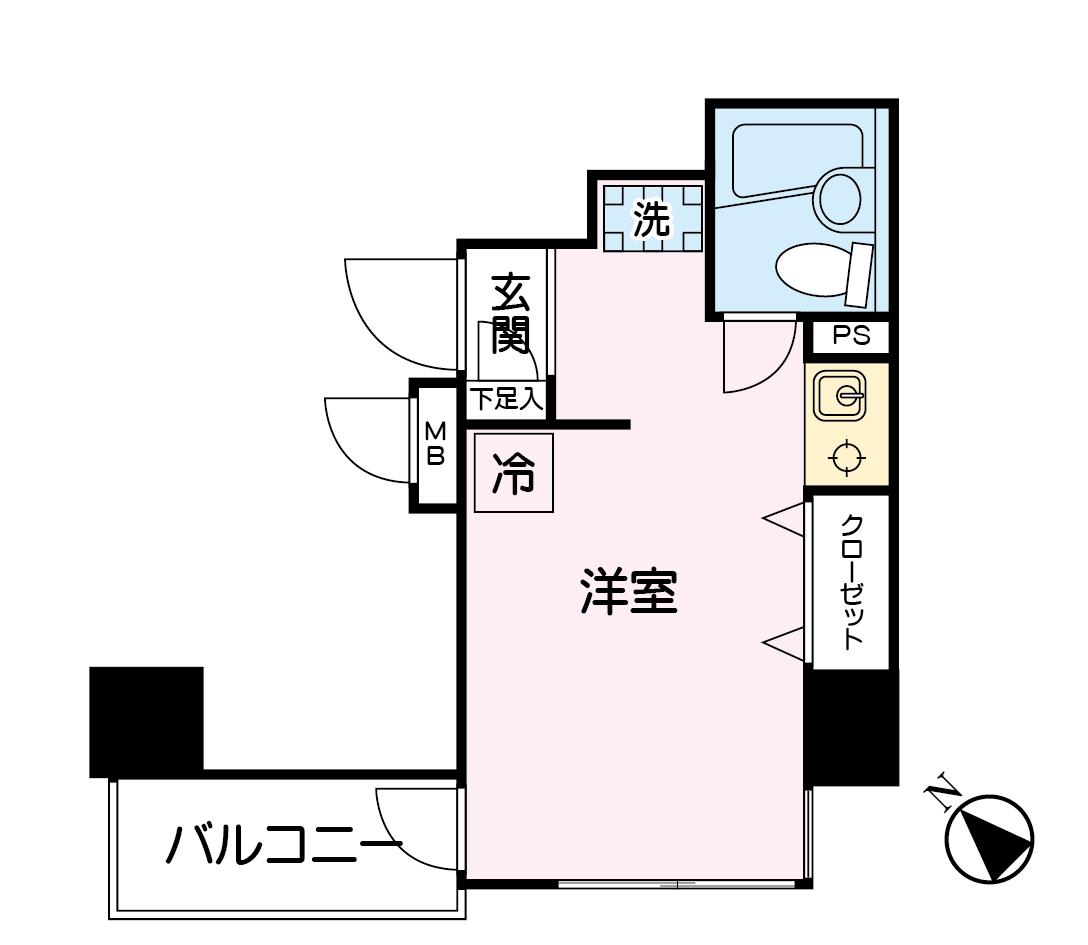 ナイスアーバンスピリッツ元住吉(ワンルーム/4階)の間取り写真