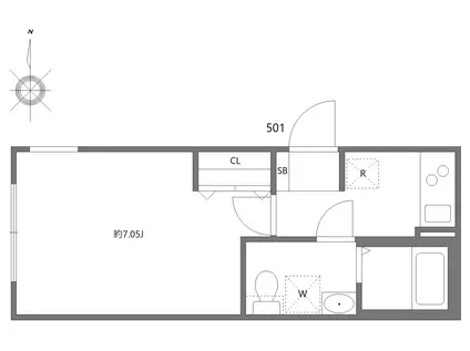 秀和湯島レジデンス(1K/5階)の間取り写真
