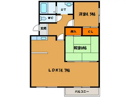 ハーベストI(2LDK/3階)の間取り写真