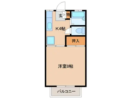 澤屋ハイツ(1DK/2階)の間取り写真