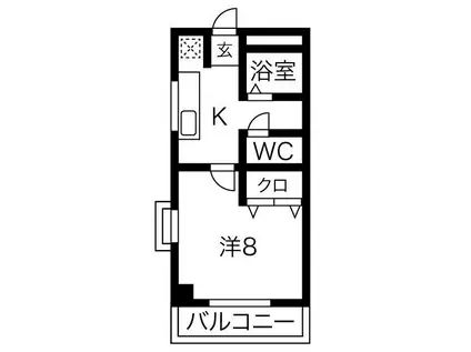 エクセル二村台(1K/1階)の間取り写真
