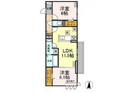 カンパニュラ(2LDK/1階)の間取り写真