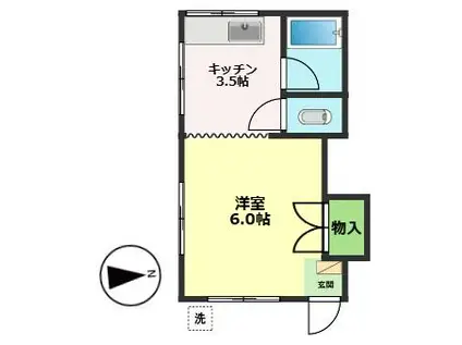 ハイツコスモス(1K/1階)の間取り写真