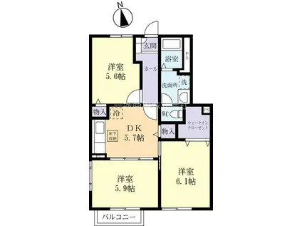 ペアフィールドA(2LDK/1階)の間取り写真