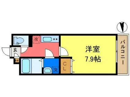 クレヴィスタ立石II(1K/1階)の間取り写真