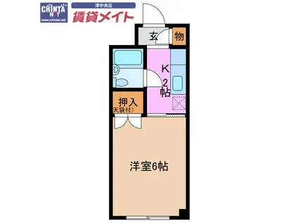 フィオーレ一身田(1K/3階)の間取り写真