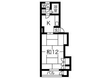 サンライフ都南A(1K/2階)の間取り写真