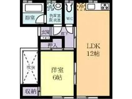 ピーチツリーハイツ(1LDK/1階)の間取り写真