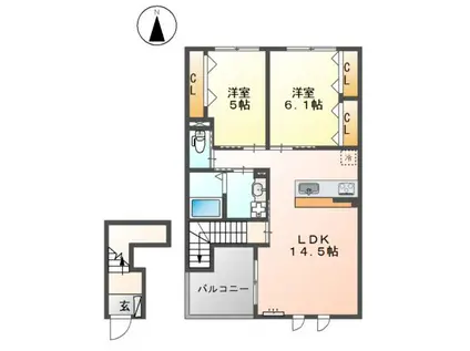 PEER MAISON II(2LDK/2階)の間取り写真