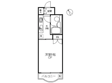 ハイタウン洗足池(1K/4階)の間取り写真