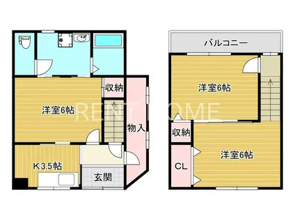 キャットタウン(3K/1階)の間取り写真