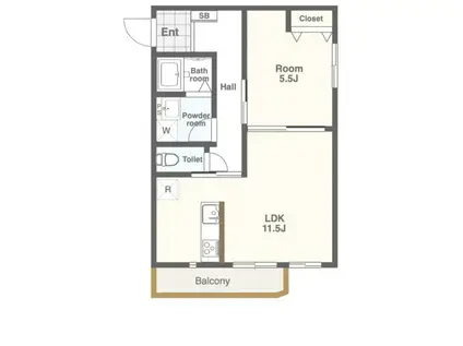 ル・メルシェ(1LDK/1階)の間取り写真