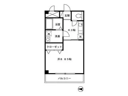 AMENITY COURT(1K/3階)の間取り写真