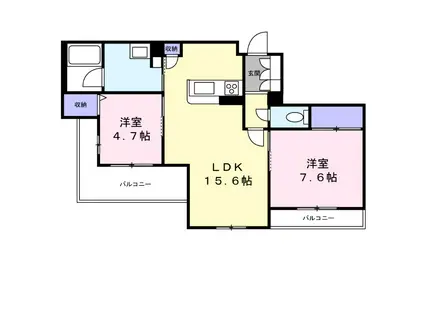 シャーメゾン 爽(2LDK/2階)の間取り写真
