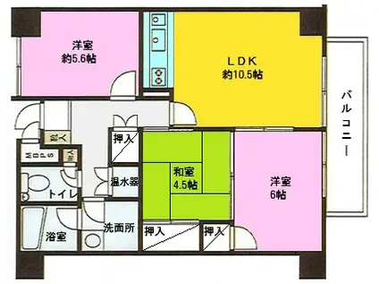 コンフォール茅ヶ崎(3LDK/4階)の間取り写真
