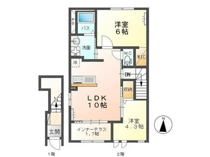 シェーンハイムA(2LDK/2階)の間取り写真