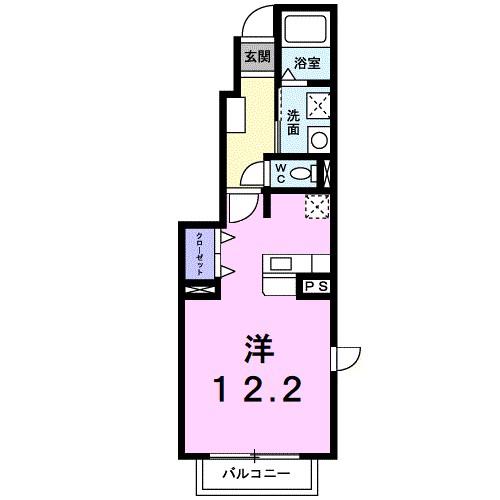 プラシードカーサII(ワンルーム/1階)の間取り写真