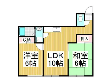 ローレンス宮崎(2LDK/1階)の間取り写真