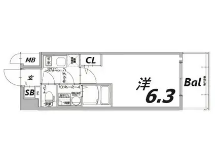 エスリード神戸レジデンス(1K/5階)の間取り写真