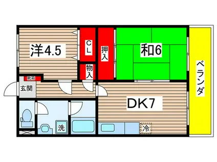 グリーンハイツ(2DK/1階)の間取り写真