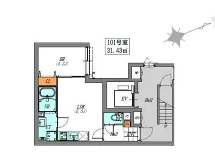 LUORE文京本駒込(1LDK/4階)の間取り写真