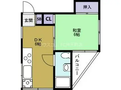 第2灘浜ビル(1DK/4階)の間取り写真